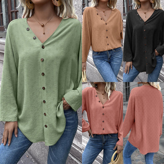 Casual Solid Single Breasted Cardigan Long Sleeve Shirt - P Rubi's 