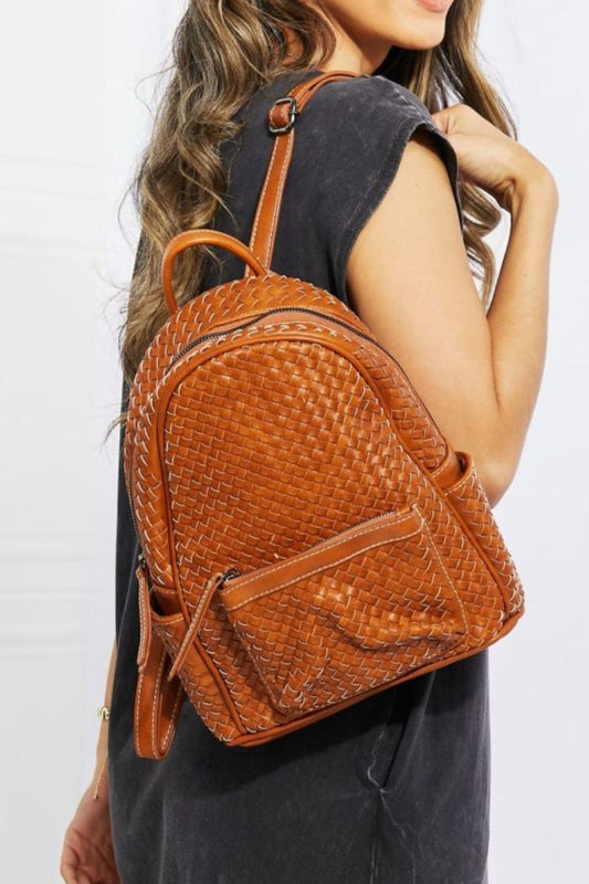 SHOMICO Certainly Chic Faux Leather Woven Backpack - P Rubi's 