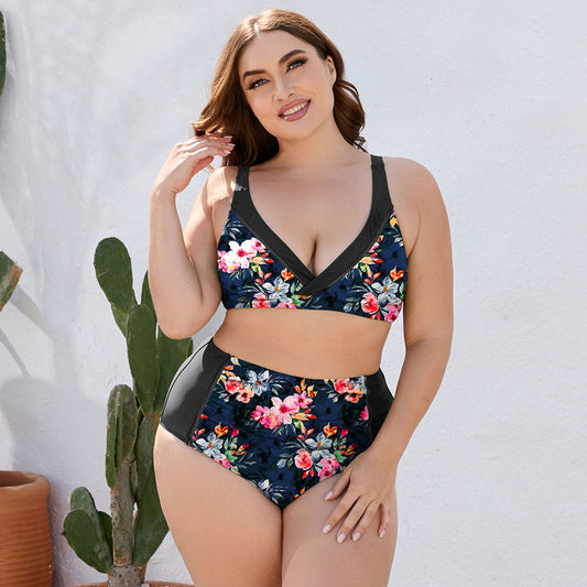 Plus Size Floral High Waist Two-Piece Swim Set - P Rubi's 