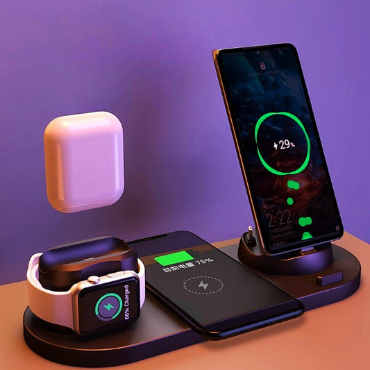 Wireless Charger For IPhone Fast Charger For Phone Fast Charging Pad For Phone Watch 6 In 1 Charging Dock Station - P Rubi's 